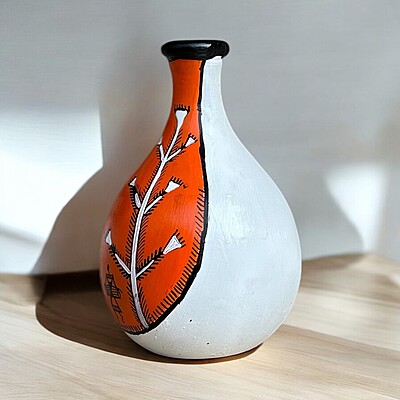 Set of 3 Hand painted Terracotta Vases with Traditional Indian Art Set of 3 Hand painted Terracotta Vases with Traditional Indian Art