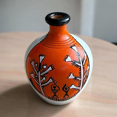 Set of 3 Hand painted Terracotta Vases with Traditional Indian Art Set of 3 Hand painted Terracotta Vases with Traditional Indian Art