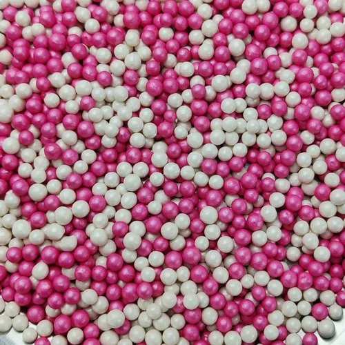 White and Pink Sprinkle Balls 4MM - 100 GM White and Pink Sprinkle Balls 4MM - 100 GM