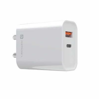 Portronics Adapto 45 20W Mobile Charger Adapter with Dual Port (USB A + PD Type C) Portronics Adapto 45 20W Mobile Charger Adapter with Dual Port (USB A + PD Type C)
