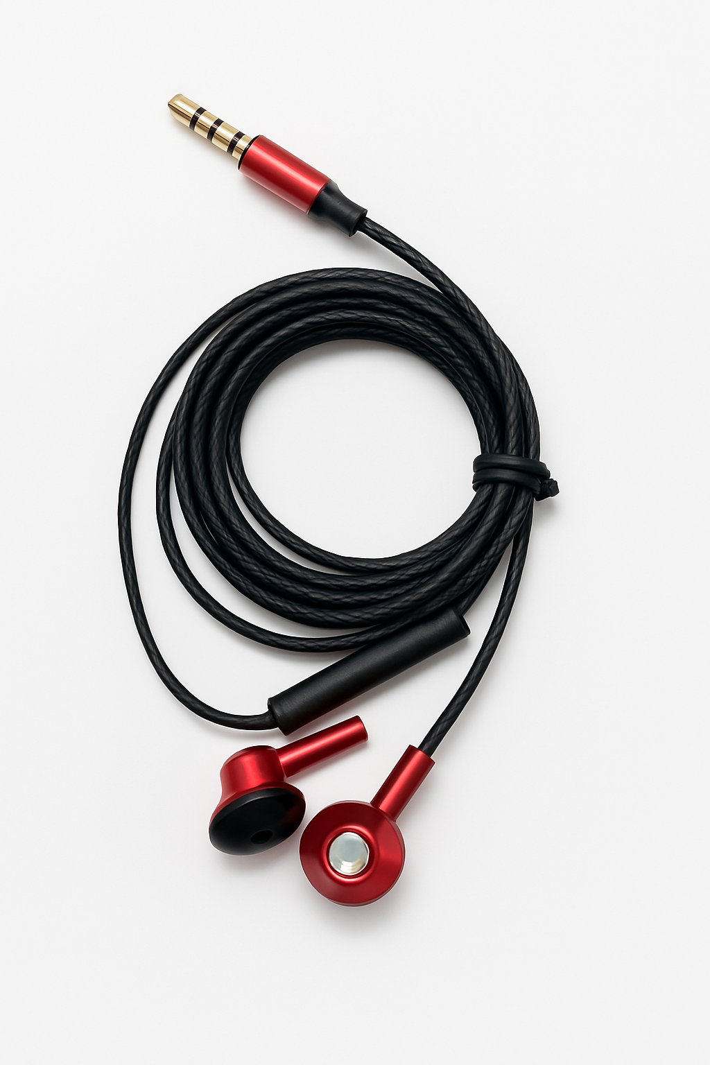 Wired Earphones with Mic | 3.5mm Jack | Tangle-Free Cable | Deep Bass Audio (Metallic Red)