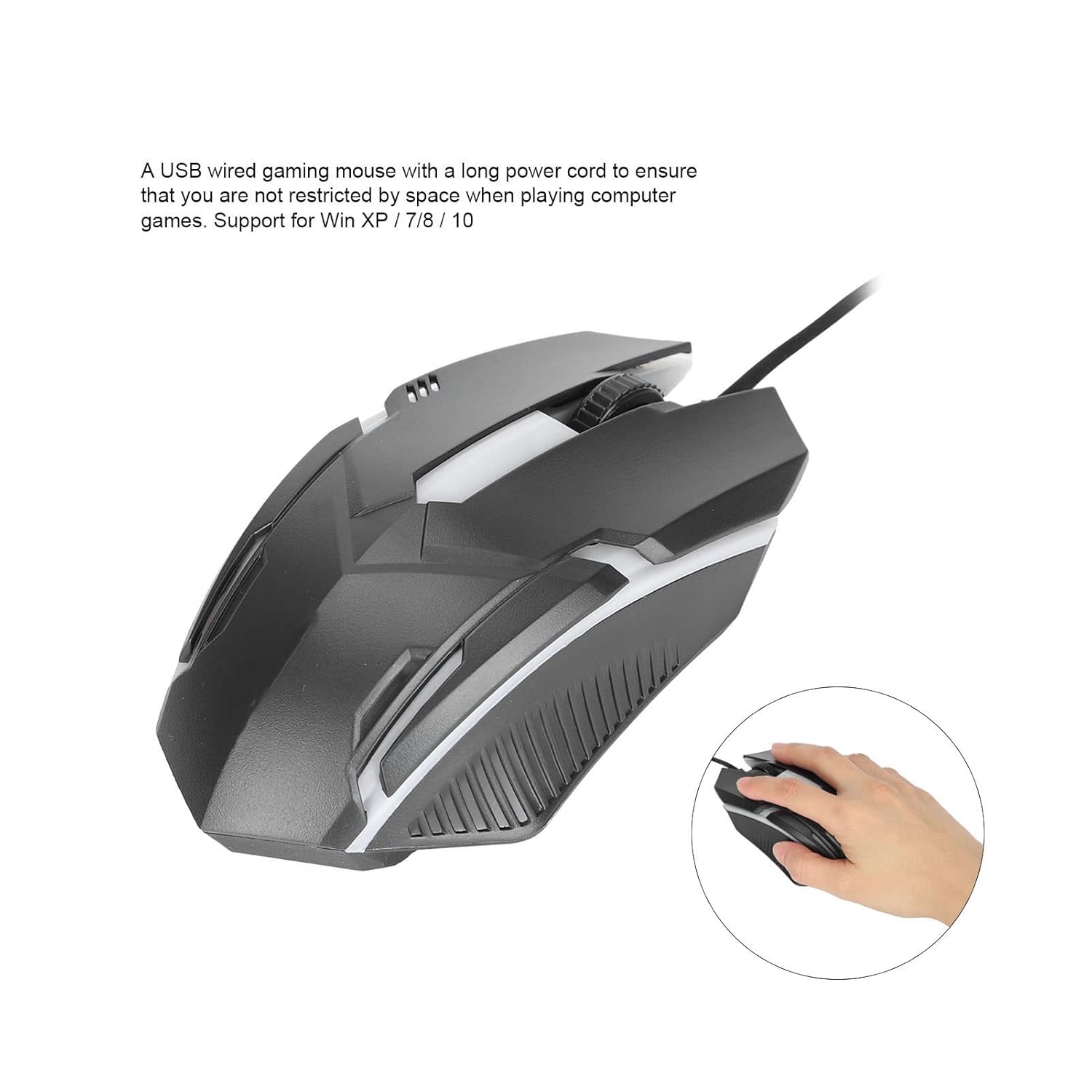Wired Optical Gaming Mouse, 8000 DPI, With RGB Light Effect, Compatible with PC, Mac, Laptop, Desktop - Black Wired Optical Gaming Mouse, 8000 DPI, With RGB Light Effect, Compatible with PC, Mac, Laptop, Desktop - Black