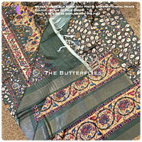 Munga Tusser silk saree with Kalamkari Prints YBRSTSK19037 Munga Tusser silk saree with Kalamkari Prints YBRSTSK19037