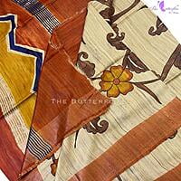 Hand Painted kalamkari sarees on Geecha Tusser YBRSTUS20382 Hand Painted kalamkari sarees on Geecha Tusser YBRSTUS20382