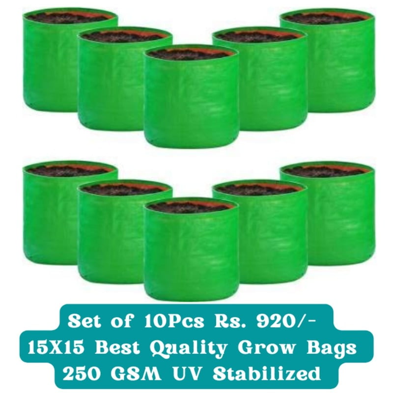 Set of 10Pcs15X15 Best Quality Grow Bags 250 GSM UV Stabilized-offer Set of 10Pcs15X15 Best Quality Grow Bags 250 GSM UV Stabilized-offer