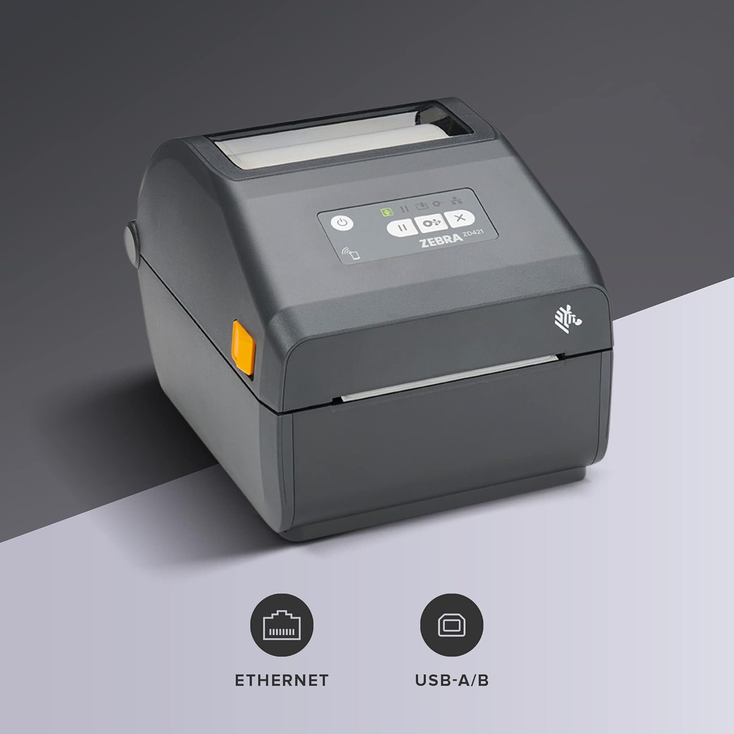 ZEBRA ZD421 Direct Thermal Desktop Printer 203 dpi Print Width 4-inch Wired USB and Ethernet Connectivity ZD4A042-D01E00EZ, No Thermal Ribbon Required