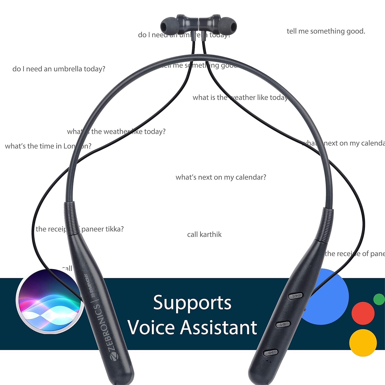ZEBRONICS Zeb-Symphony Wireless in Ear Neckband Earphone with 13 hrs Playback time, BT 5.0, Dual Pairing, Call Function, Splash Proof, Magnetic Earpiece(Black) ZEBRONICS Zeb-Symphony Wireless in Ear Neckband Earphone with 13 hrs Playback time, BT 5.0, Dual Pairing, Call Function, Splash Proof, Magnetic Earpiece(Black)