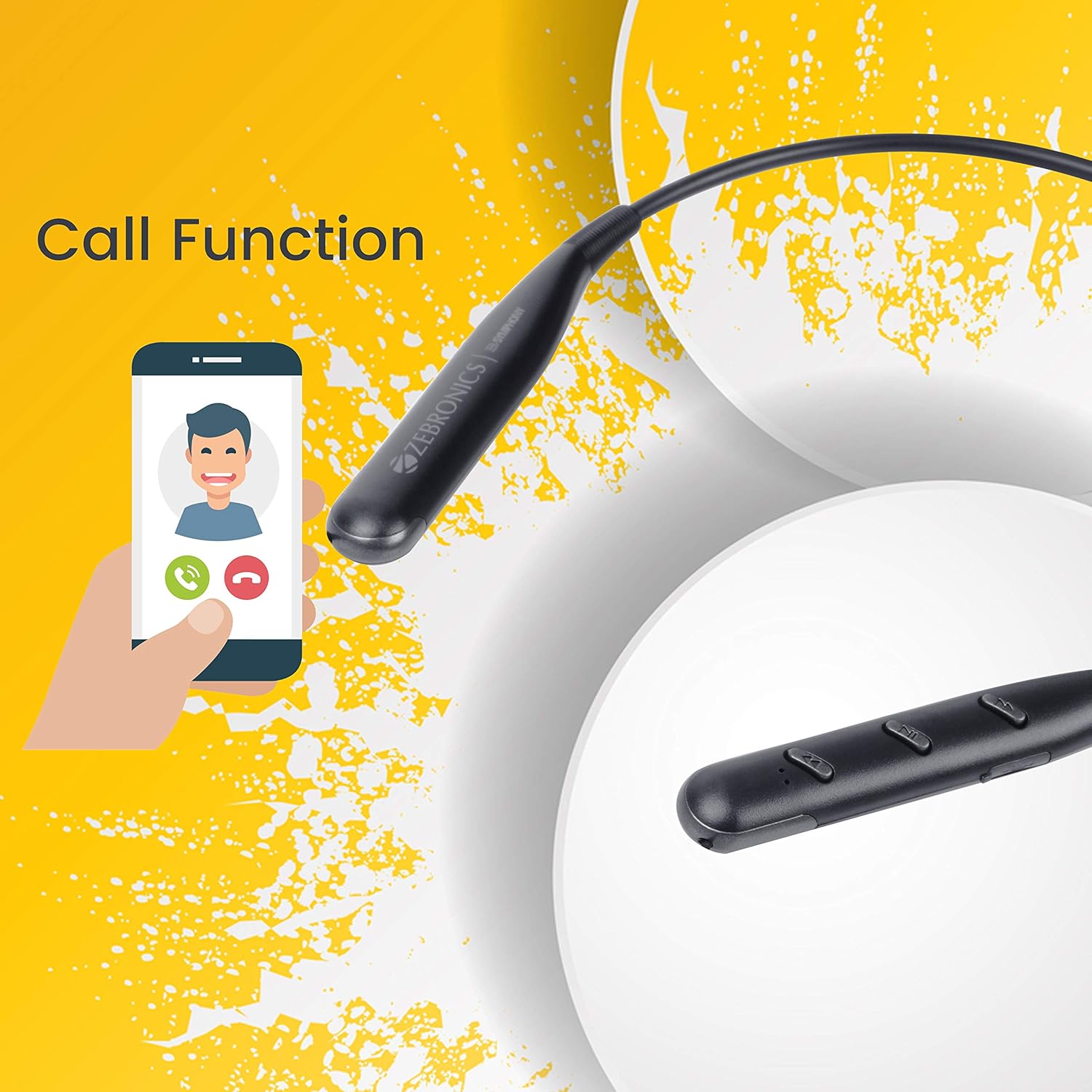 ZEBRONICS Zeb-Symphony Wireless in Ear Neckband Earphone with 13 hrs Playback time, BT 5.0, Dual Pairing, Call Function, Splash Proof, Magnetic Earpiece(Black) ZEBRONICS Zeb-Symphony Wireless in Ear Neckband Earphone with 13 hrs Playback time, BT 5.0, Dual Pairing, Call Function, Splash Proof, Magnetic Earpiece(Black)