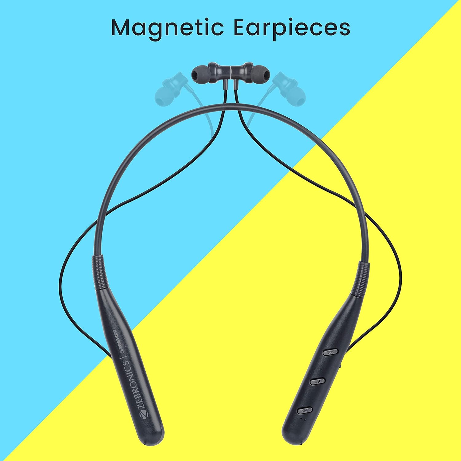 ZEBRONICS Zeb-Symphony Wireless in Ear Neckband Earphone with 13 hrs Playback time, BT 5.0, Dual Pairing, Call Function, Splash Proof, Magnetic Earpiece(Black) ZEBRONICS Zeb-Symphony Wireless in Ear Neckband Earphone with 13 hrs Playback time, BT 5.0, Dual Pairing, Call Function, Splash Proof, Magnetic Earpiece(Black)