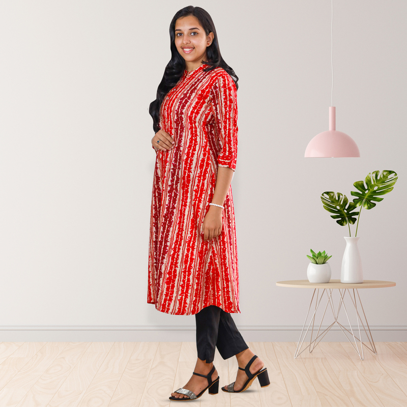 Zahari Striped Dress - Crimson Blaze