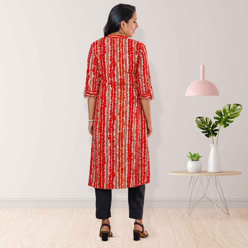 Zahari Striped Dress - Fiery Red