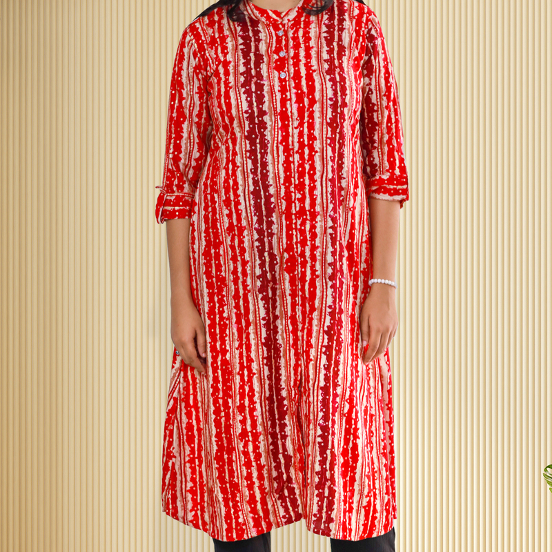 Zahari Striped Dress - Crimson Blaze