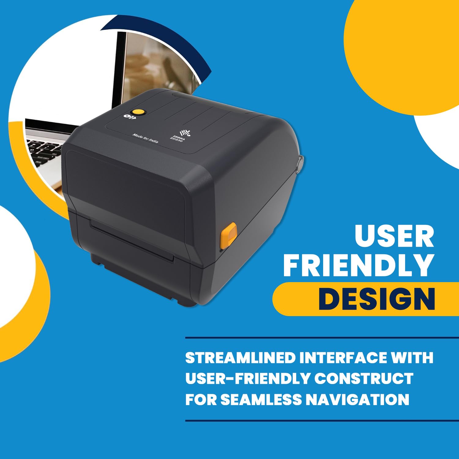 Zebra ZD230TA 4-Inch  (10.16cm) Thermal Transfer Desktop Barcode Label Printer, 203 DPI, 6 IPS Print Speed, USB Connectivity, Monochrome, Windows Compatible