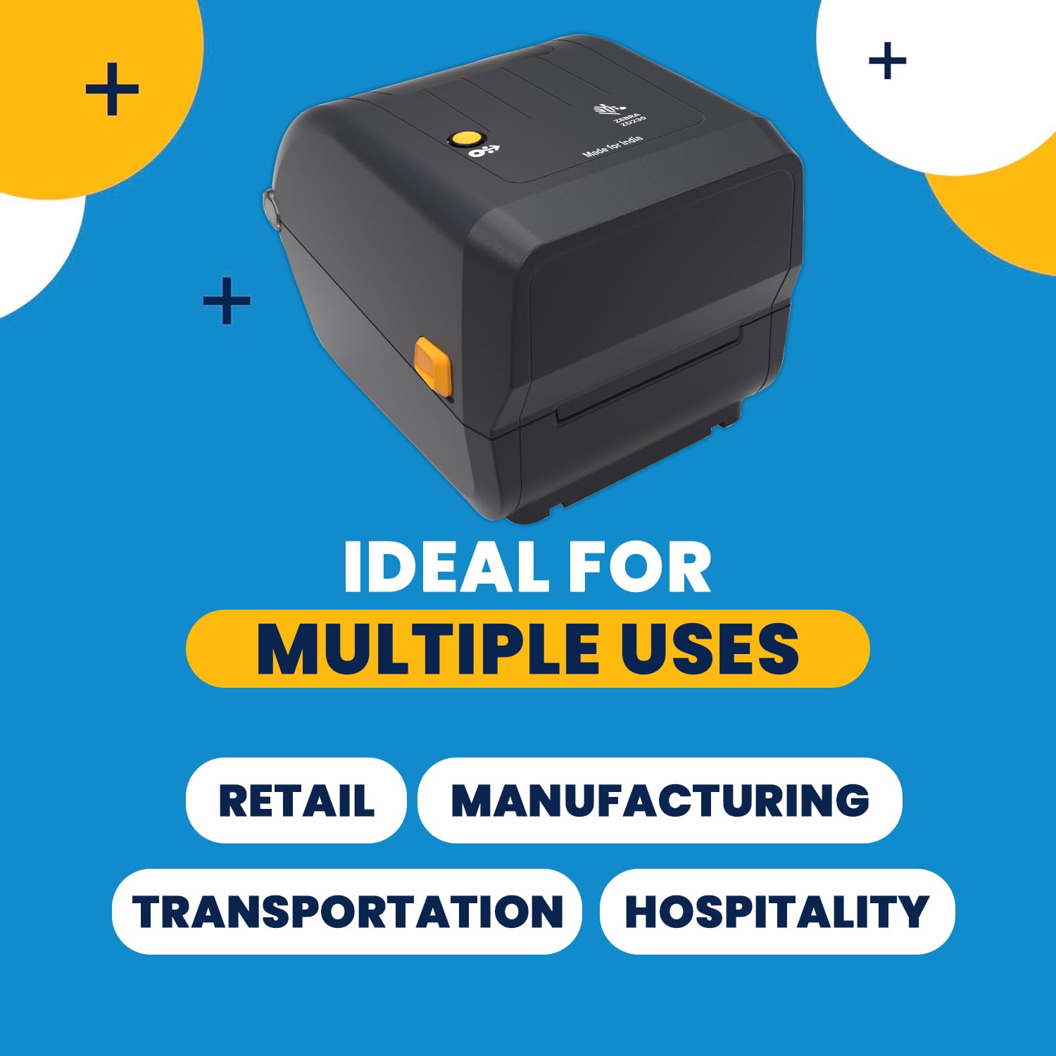 Zebra ZD230TA 4-Inch  (10.16cm) Thermal Transfer Desktop Barcode Label Printer, 203 DPI, 6 IPS Print Speed, USB Connectivity, Monochrome, Windows Compatible