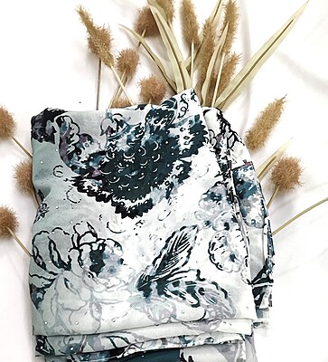 Zera Premium Georgette Digital Print Hijab with Stones All Around