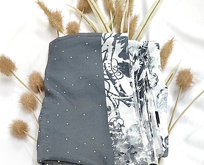 Zera Premium Georgette Digital Print Hijab with Stones All Around