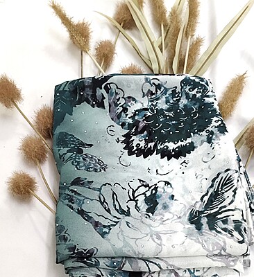 Zera Premium Georgette Digital Print Hijab with Stones All Around