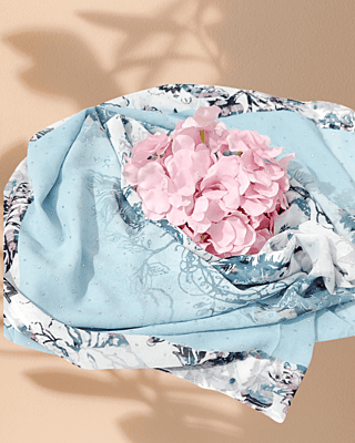 Zera Premium Georgette Digital Print Hijab with Stones All Around