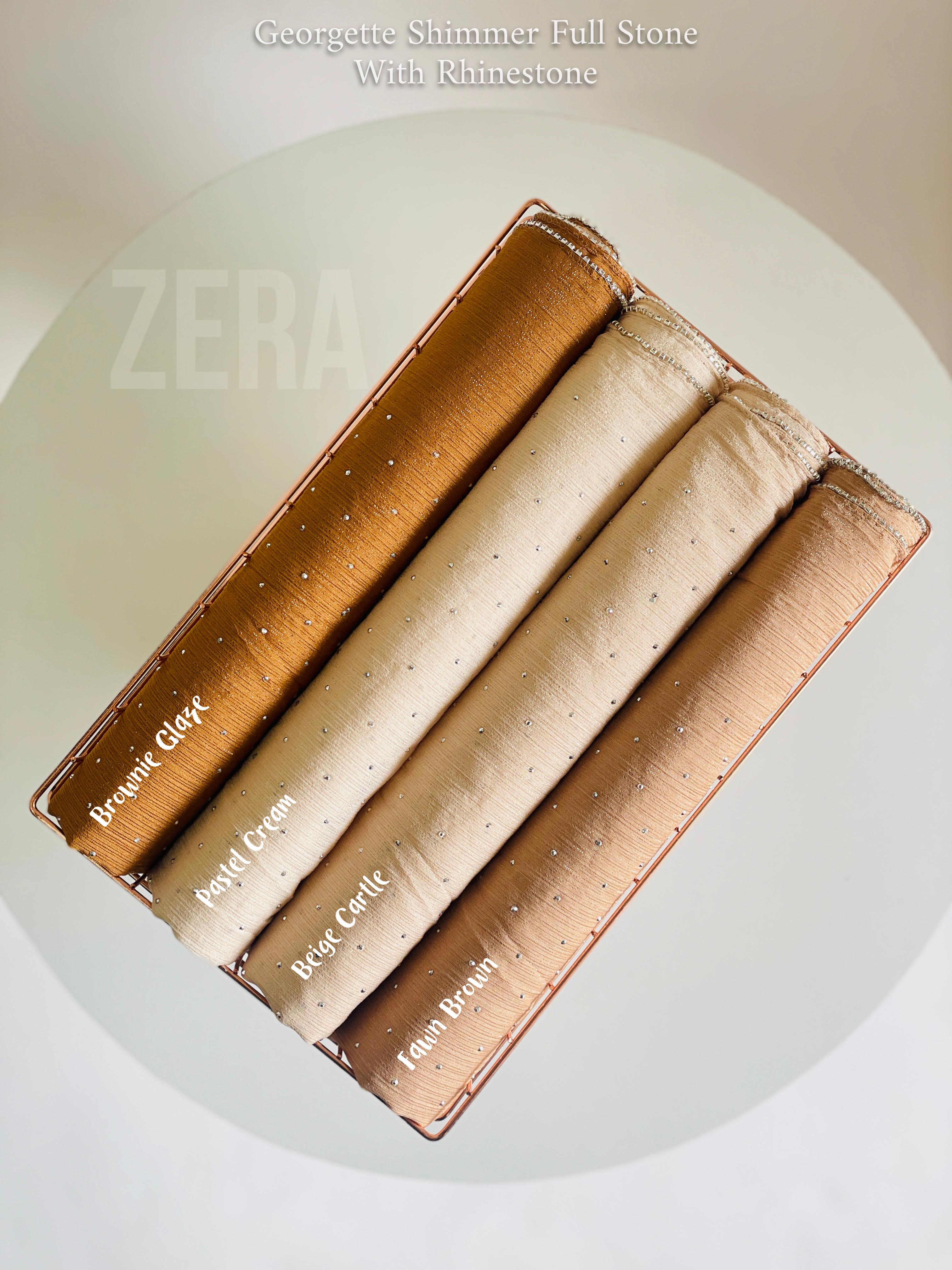 Zera Premium Malaysian Georgette Shimmer Full Stone With Rhinestones