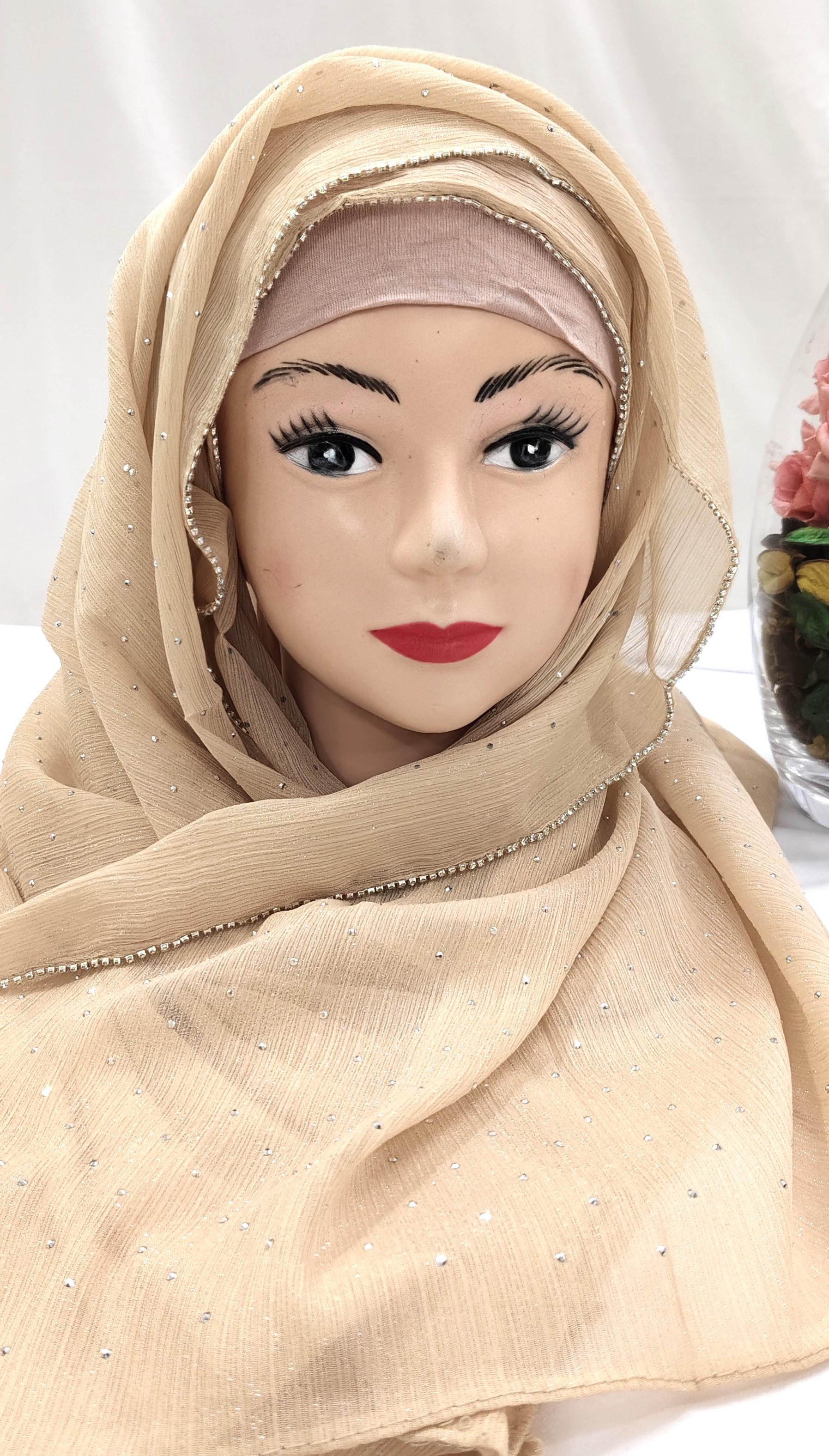 Zera Premium Malaysian Georgette Shimmer Embedded With Rhinestones