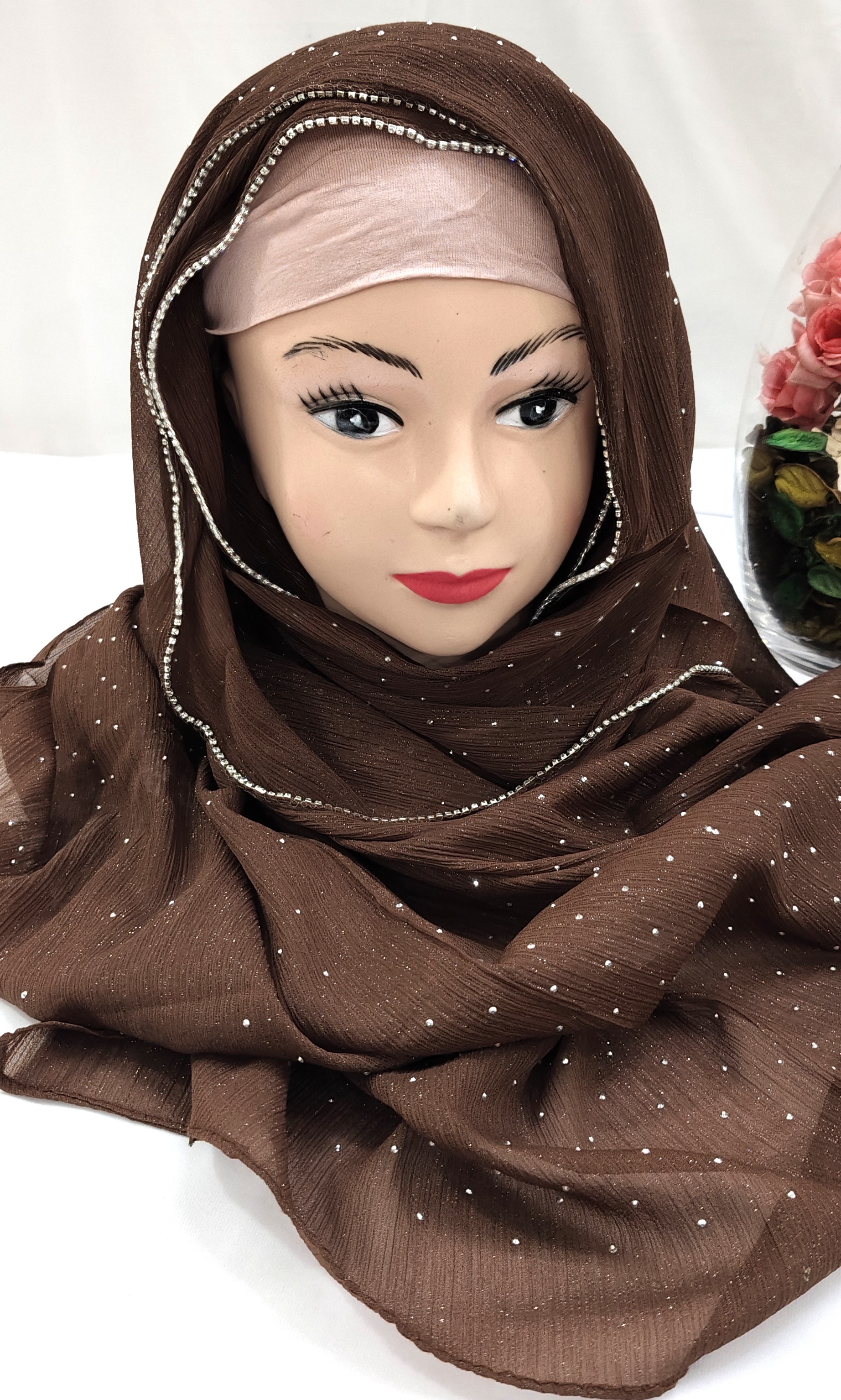 Zera Premium Malaysian Georgette Shimmer Embedded With Rhinestones