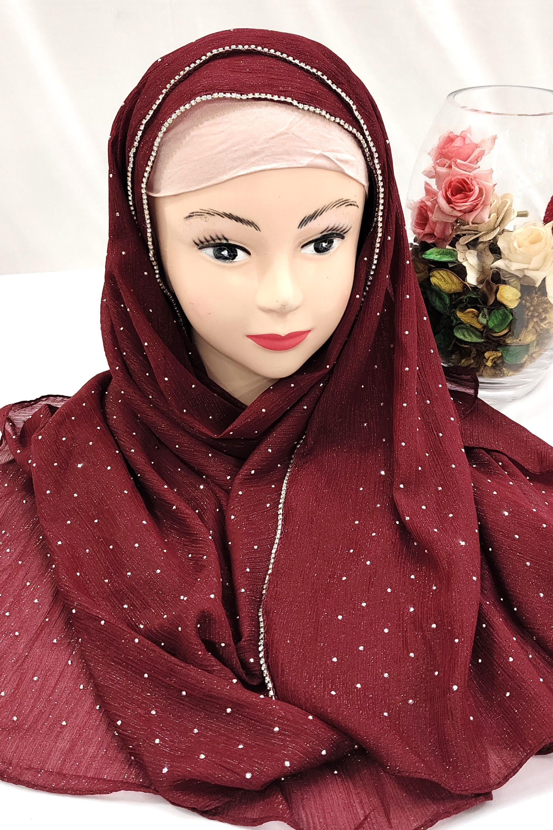 Zera Premium Malaysian Georgette Shimmer Embedded With Rhinestones