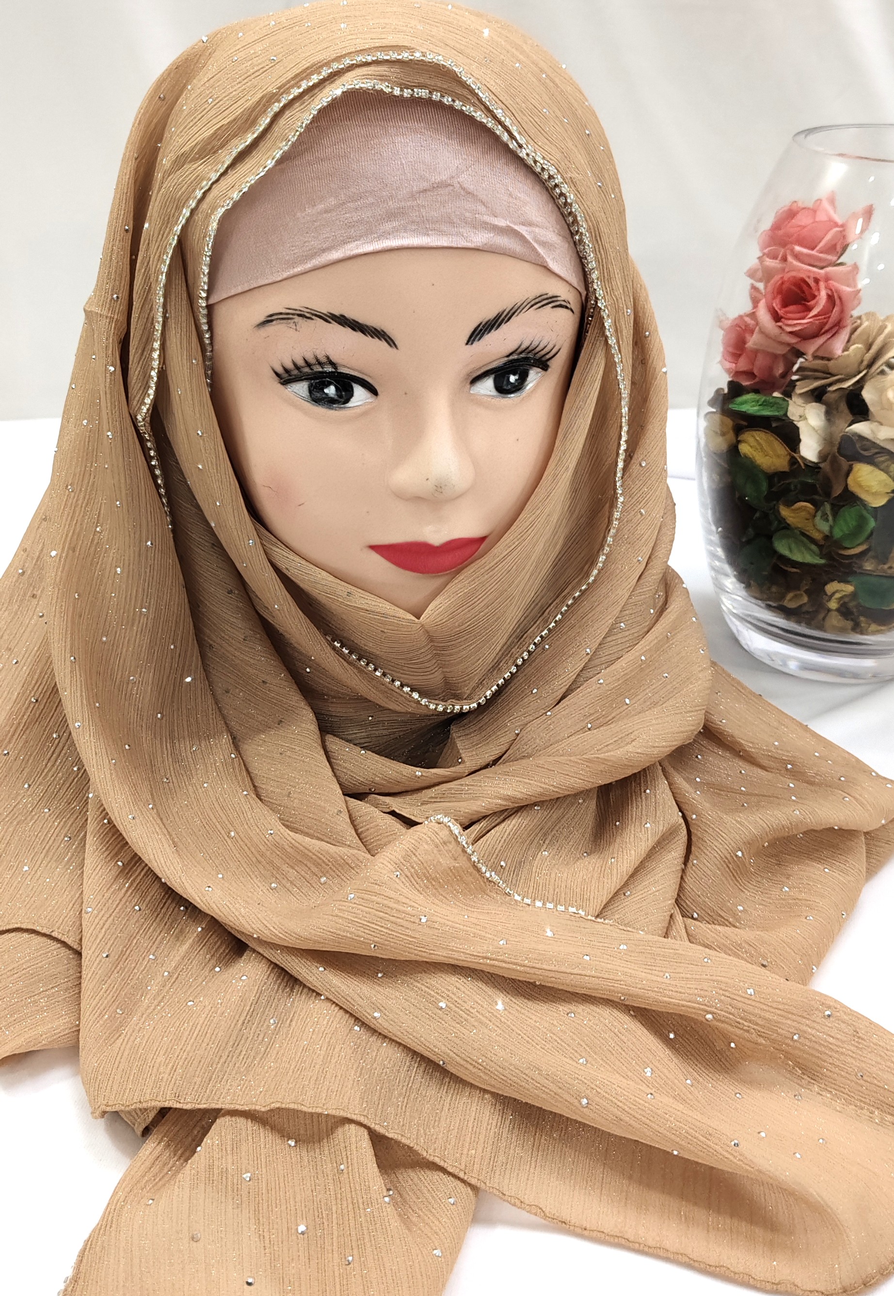 Zera Premium Malaysian Georgette Shimmer Embedded With Rhinestones