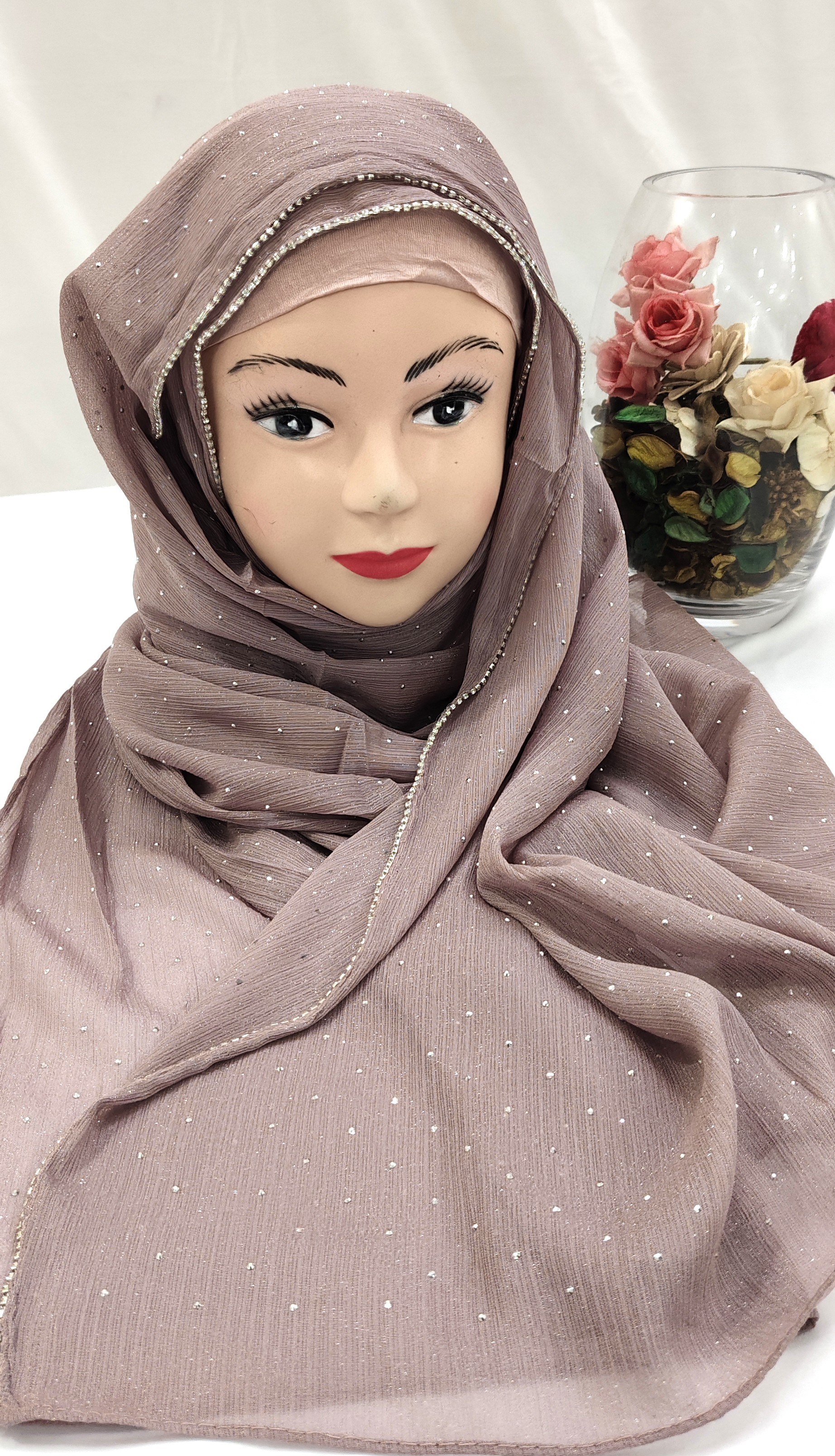 Zera Premium Malaysian Georgette Shimmer Embedded With Rhinestones