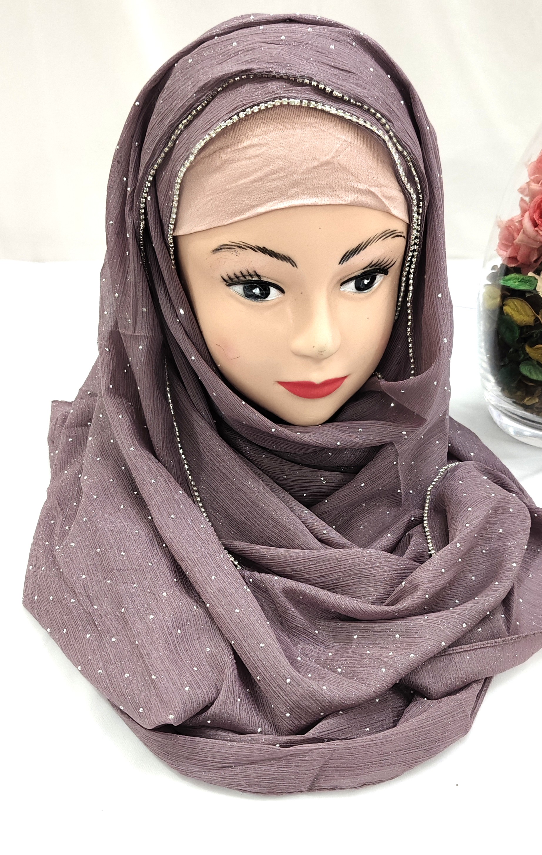 Zera Premium Malaysian Georgette Shimmer Embedded With Rhinestones