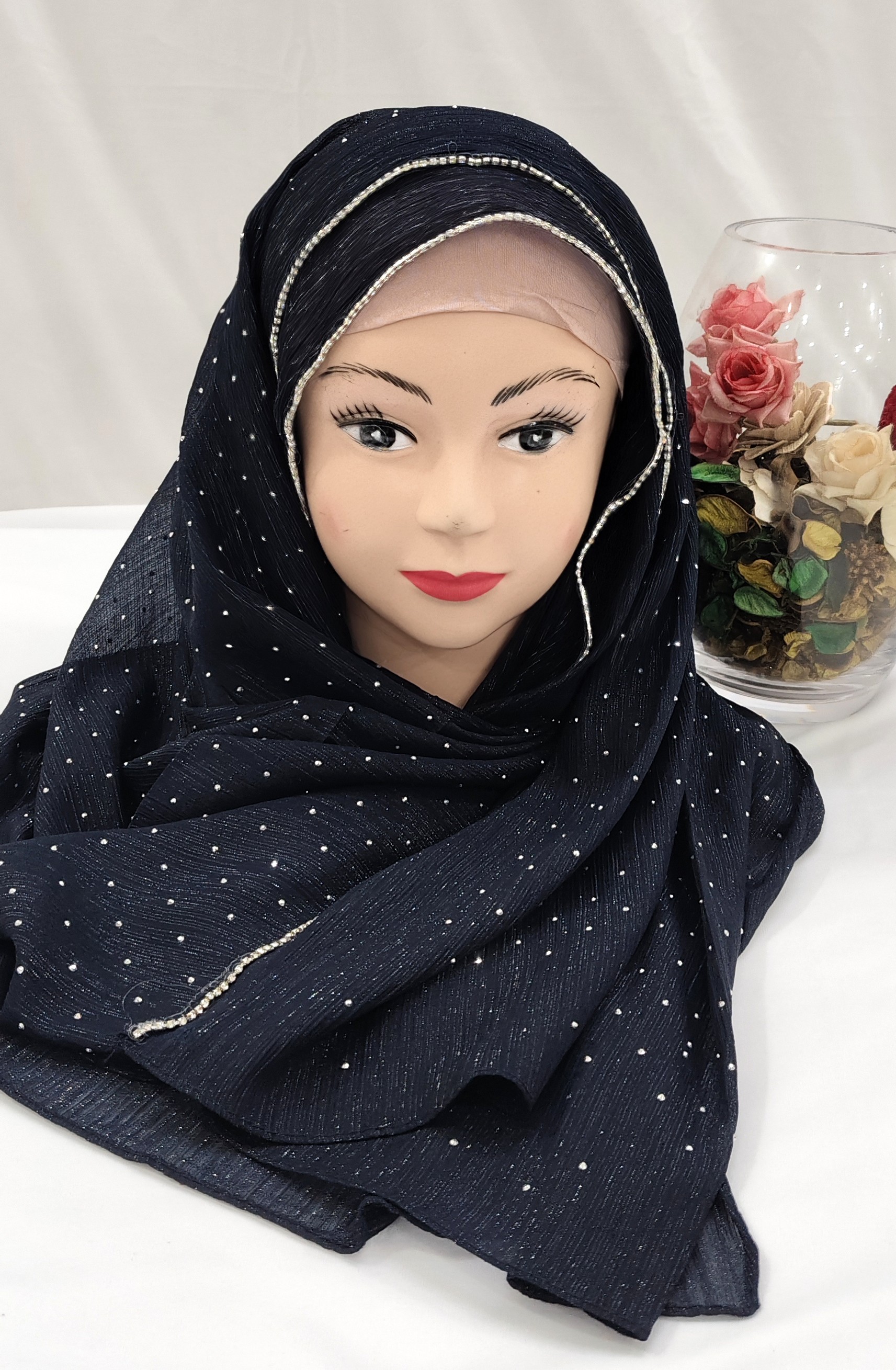 Zera Premium Malaysian Georgette Shimmer Embedded With Rhinestones