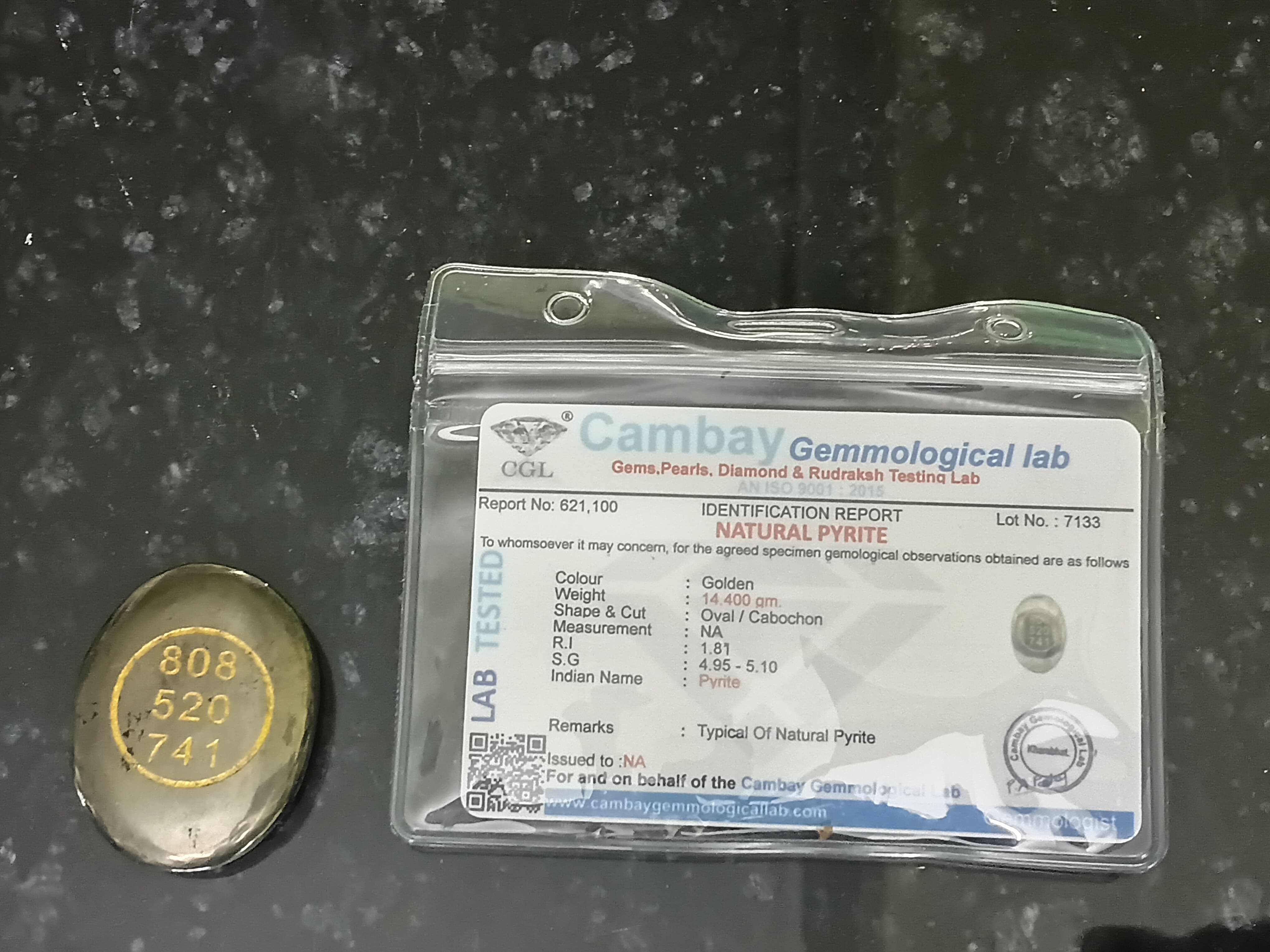 Pyrite Zibu Coin with Wodden Box & Certificate