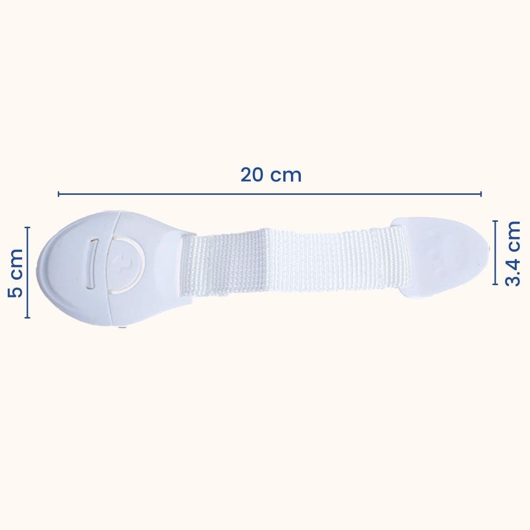 Baby Safety Locks & Latches – Nylon Strap for Doors, Cupboards & Drawers (White, Pack of 4) Baby Safety Locks & Latches – Nylon Strap for Doors, Cupboards & Drawers (White, Pack of 4)