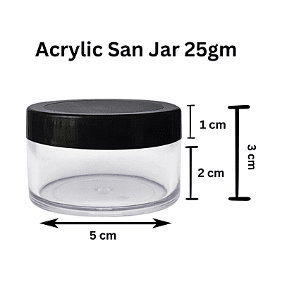 Acrylic San Jar + White Inner + BLACK Cap - 25g Acrylic San Jar + White Inner + BLACK Cap - 25g