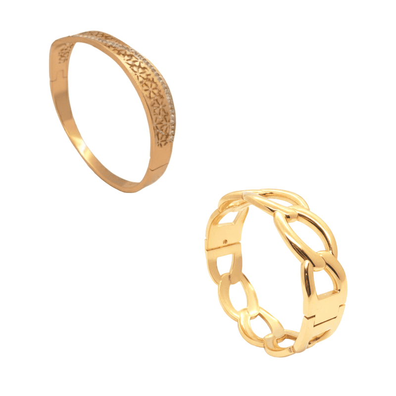 KAYYA21 Designer Gold Bangles for Women – Stainless Steel Gold Finish