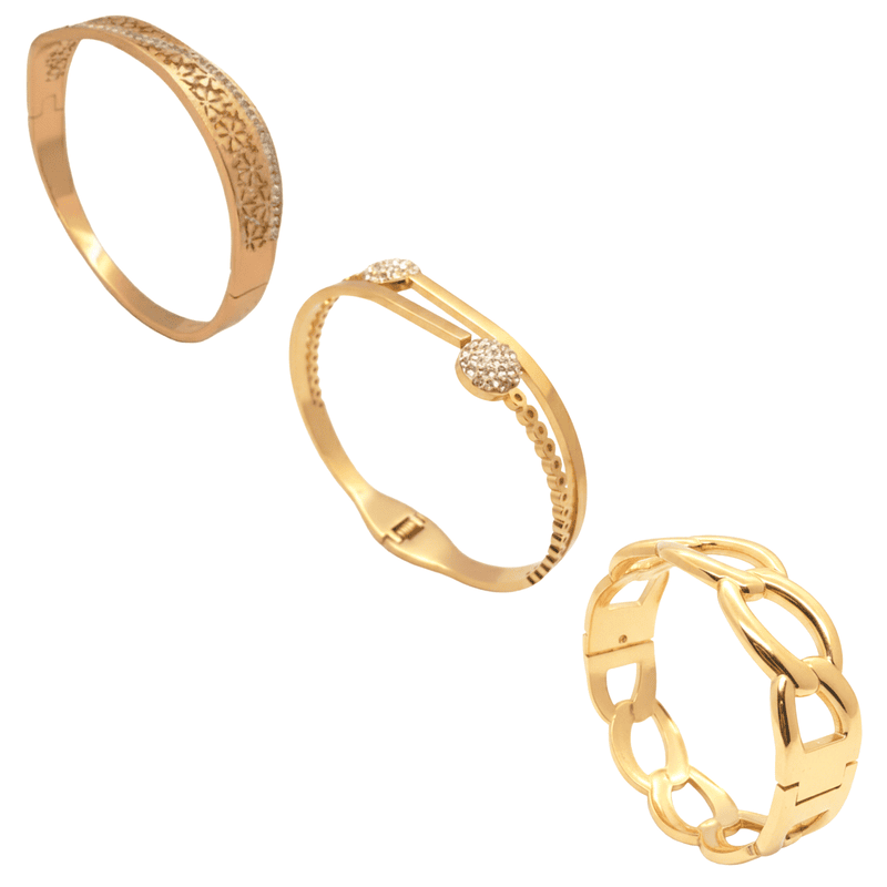 Designer Gold Bangles for Women – Stainless Steel, Gold Finish | Lightweight, Anti-Tarnish, Skin-Friendly