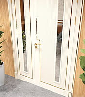 Classic Ivory 3D HDHMR Double Door with Vertical Panel Design Classic Ivory 3D HDHMR Double Door with Vertical Panel Design