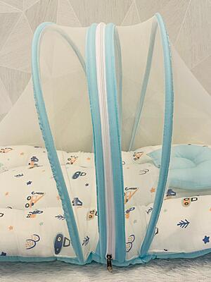 Muslin Foldable Baby Net Bed – Sky Blue