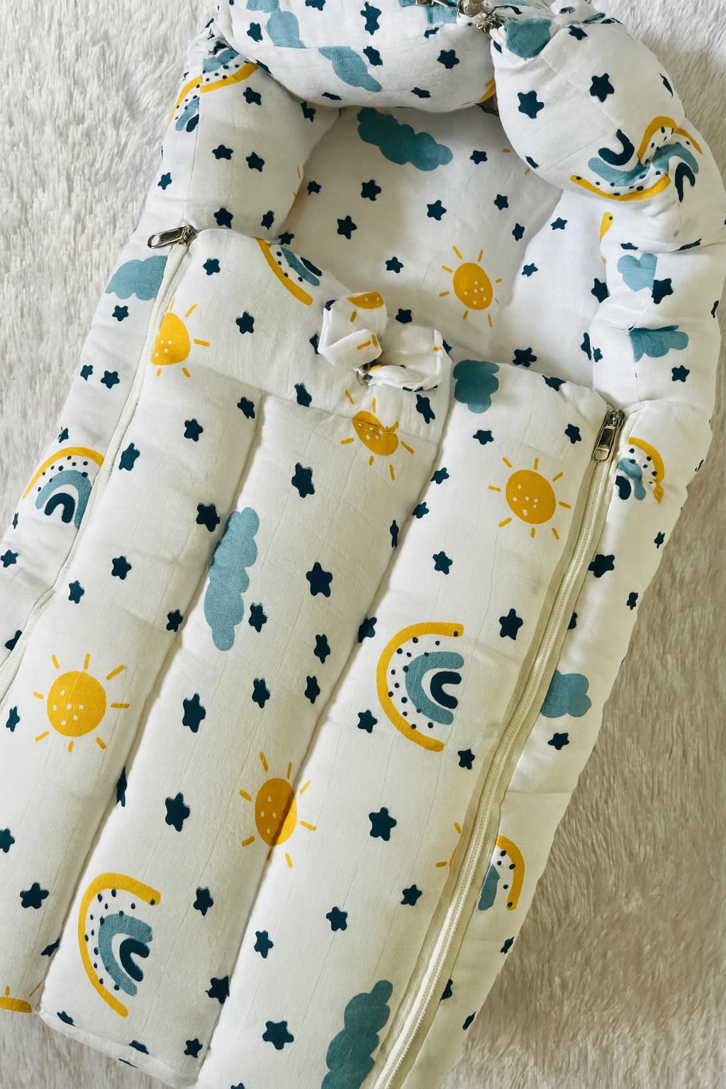 Premium Muslin Baby Carry Bed – Soft, Lightweight & Cozy - Cloud Blue Premium Muslin Baby Carry Bed – Soft, Lightweight & Cozy - Cloud Blue