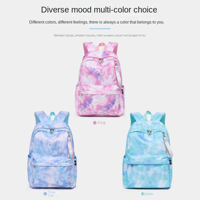High School Water-Repellent Lightweight College Students' Fashion INS Wind Backpack Stylish School Bag rainbow colours High School Water-Repellent Lightweight College Students' Fashion INS Wind Backpack Stylish School Bag rainbow colours