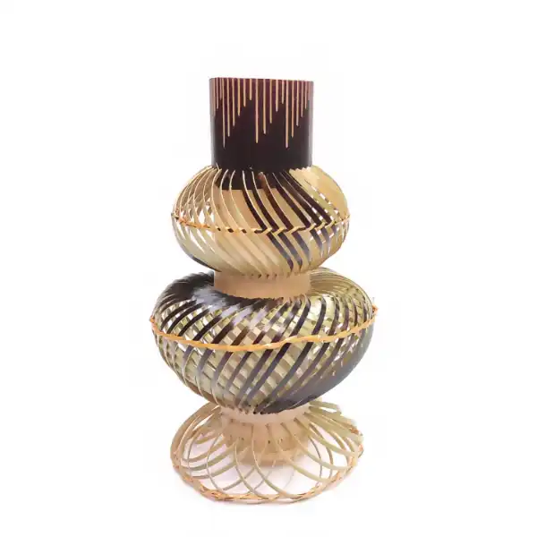 Handmade Bamboo Olpe Flower Vase – 10 inch eco-friendly home decor by LeafnDeor