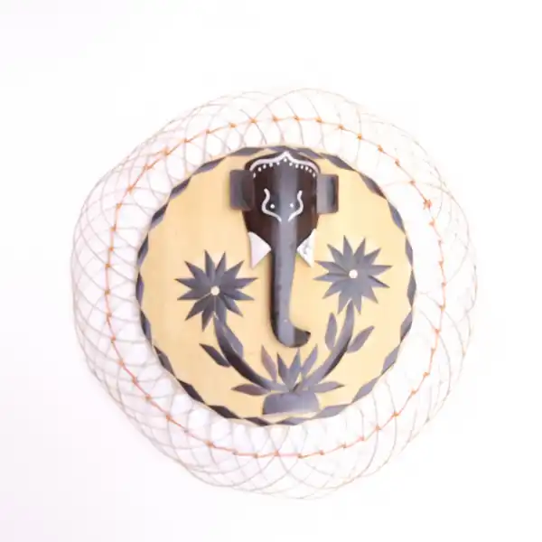 Handcrafted 10 inch Bamboo Round Ganesha Wall Mount for ethnic decor by LeafnDeor
