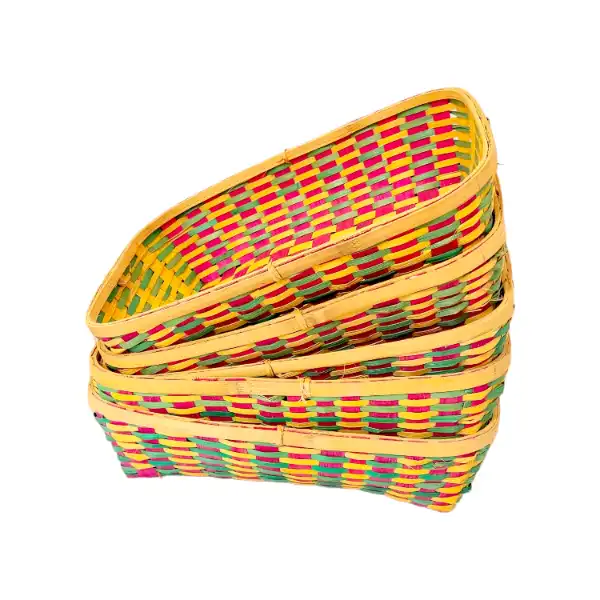Rectangular bamboo tokri basket for pooja, dry fruits, decor, and gift packing