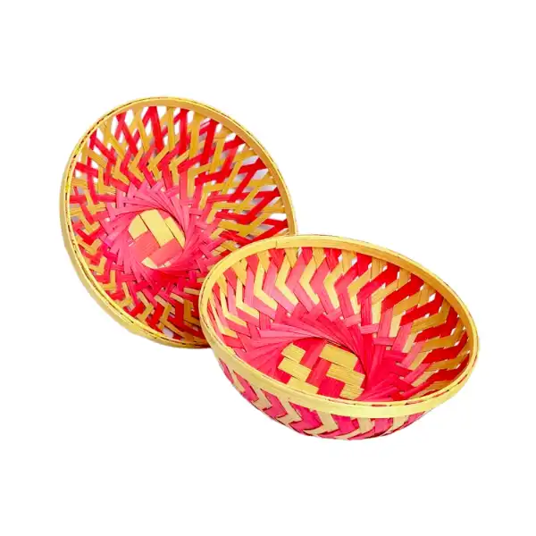 Round bamboo tokri basket for eco-friendly storage, gifting, and rustic organization Round bamboo tokri basket for eco-friendly storage, gifting, and rustic organization