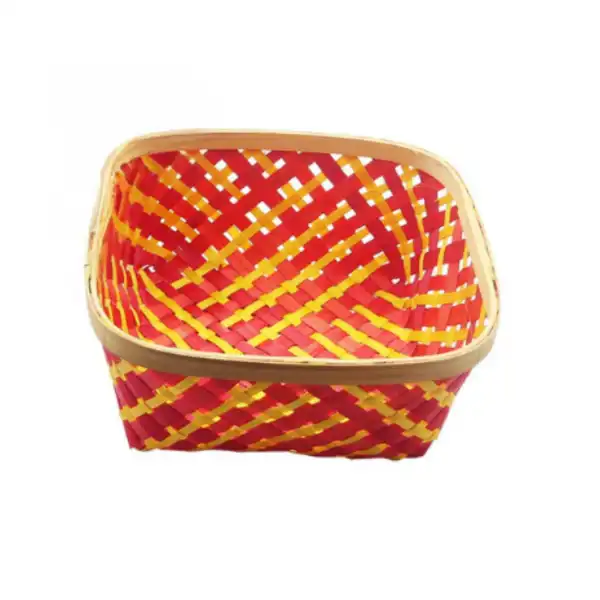 Square bamboo tokri basket for pooja, dry fruits, gifting, and eco storage Square bamboo tokri basket for pooja, dry fruits, gifting, and eco storage