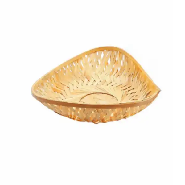 Triangular bamboo tokri basket for pooja, storage, gifting, and decor Triangular bamboo tokri basket for pooja, storage, gifting, and decor