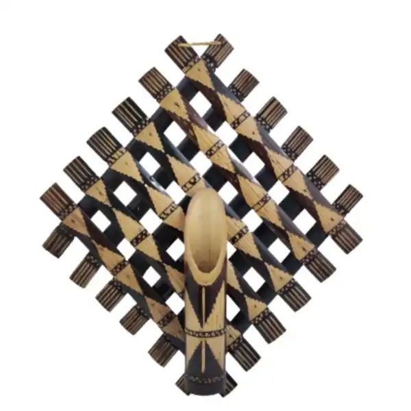 Handcrafted bamboo wall hanging flower vase for rustic home and office décor