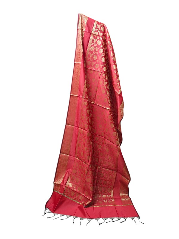 Red Banarasi Silk Dupatta for Women