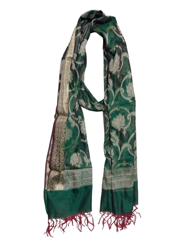 Green Banarasi Chanderi Silk Dupatta for Women