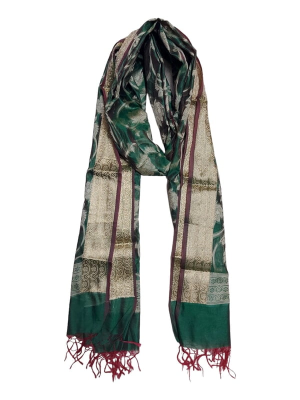 Green Banarasi Chanderi Silk Dupatta for Women