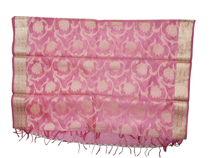 Light Pink Banarasi Silk Dupatta for Women